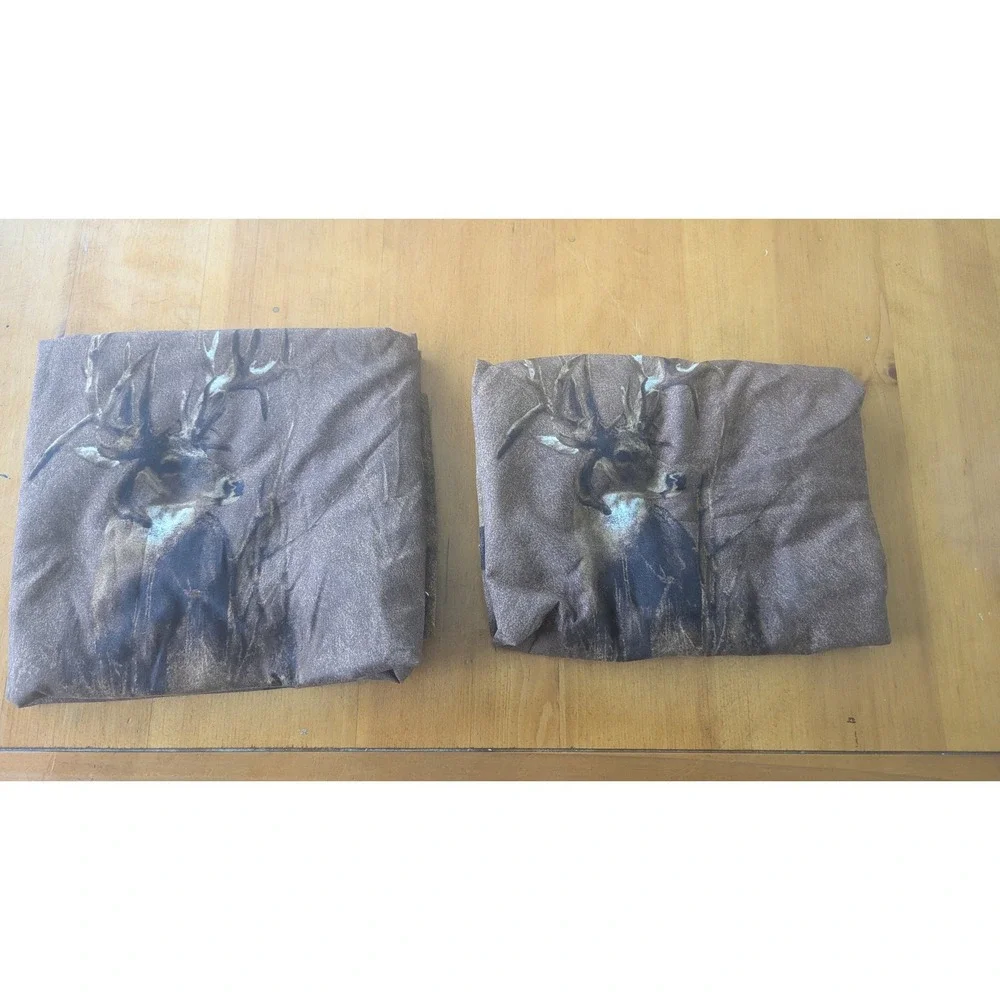 King of Bucks Deer Wildlife Pillow Sham Set‎ of 2 Brown Lodge Cabin Rustic Decor